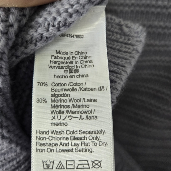 Madewell  Ruffle Neck Pullover Sweater in Cotton-Merino dusk peri size Sz Small - Picture 6 of 7